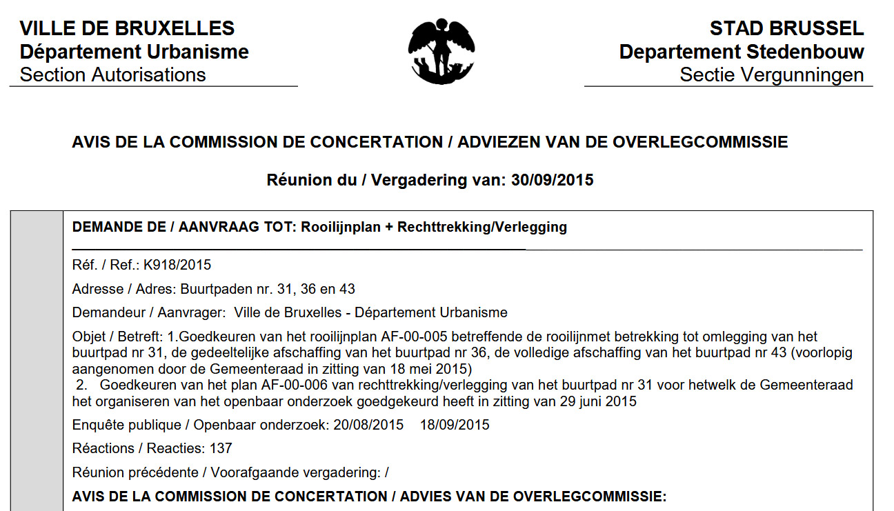 Lire la suite à propos de l’article Sentiers du Keelbeek, avis de la Commission de concertation 30 septembre 2015