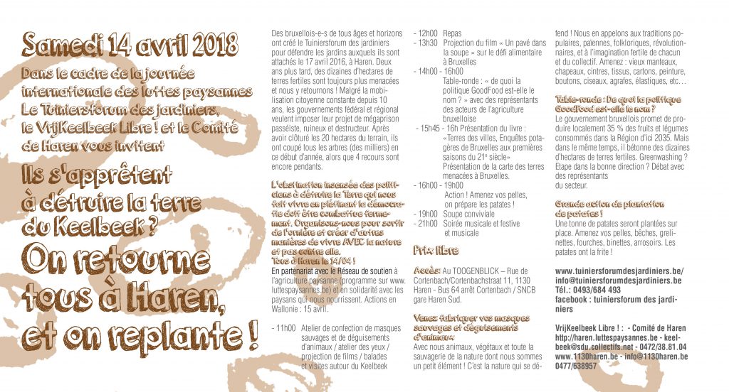 Tous à Haren ce samedi 14/04/2018